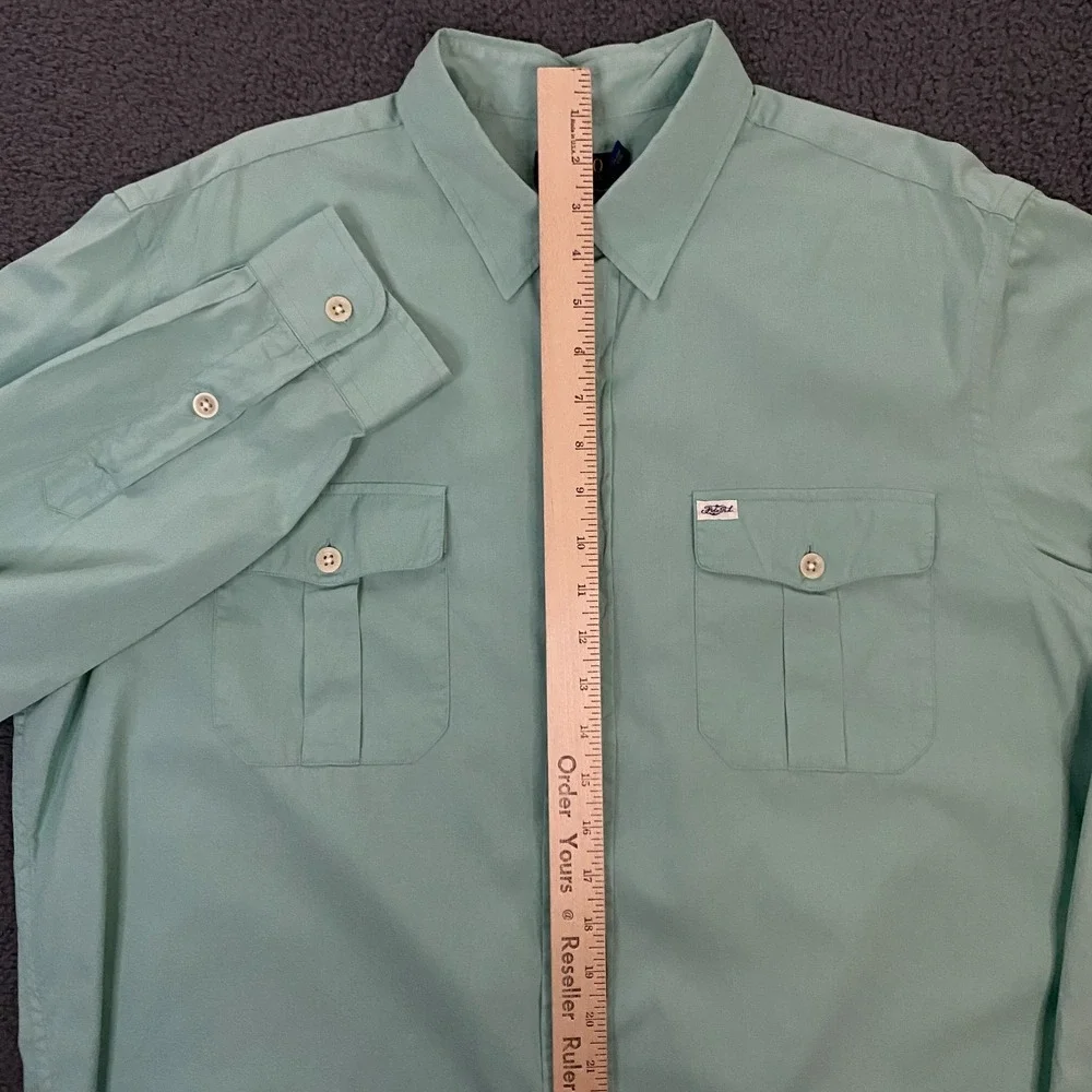 Polo Ralph Lauren Shirt Mens XL Mint Green Beach Twill Double Flap Pocket Naval